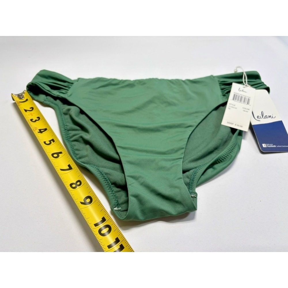 Leilani Olive Shirred Bikini Bottom Size 12 NWT Classic Swim - Picture 7 of 13